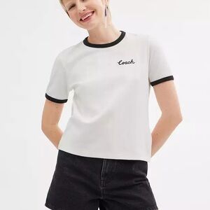 Coach Ringer Tee CS612 in White Women’s XL NWT